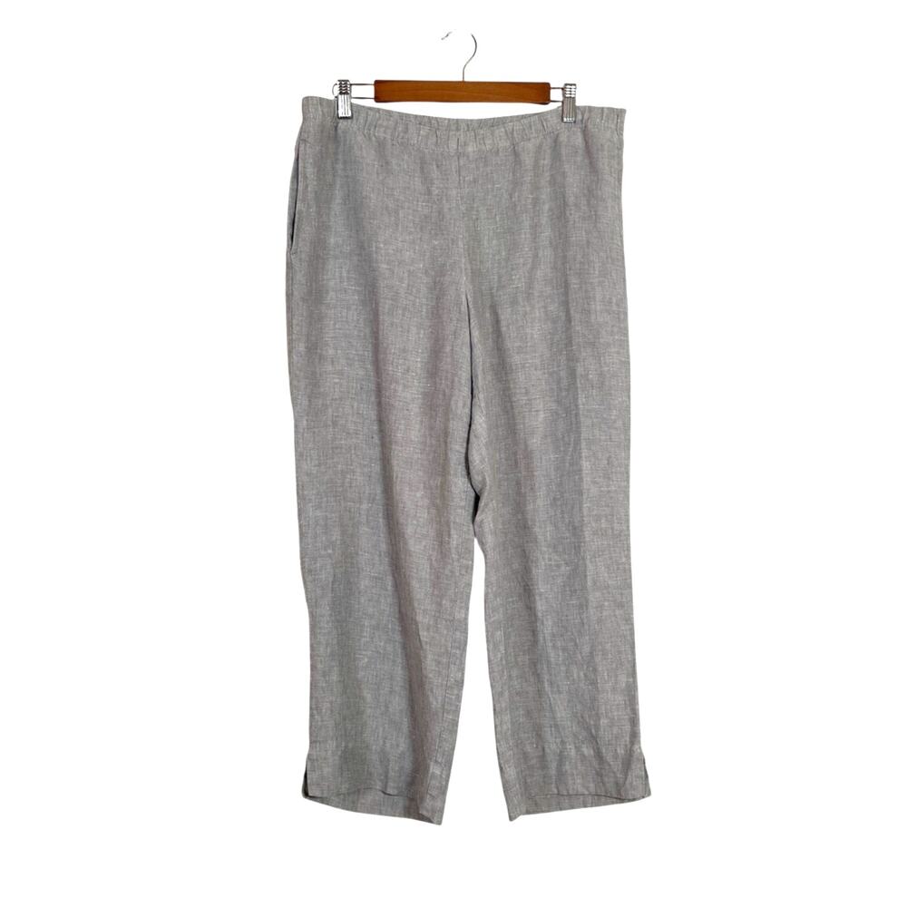 J.Jill Love Linen Wide Leg Crop Pull-On Pants Gray Size Small Lagenlook Coastal
